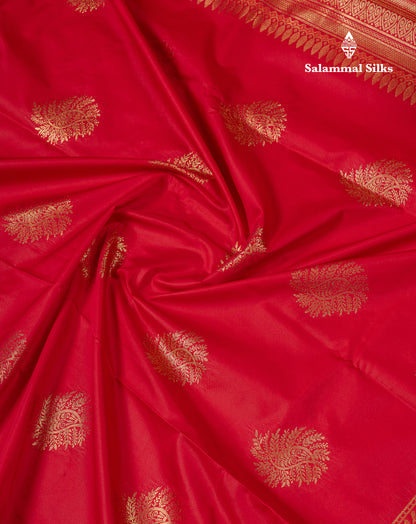 Beautiful Dual Tone Redish Pink Semi Silk Saree With Contrast Peach Border
