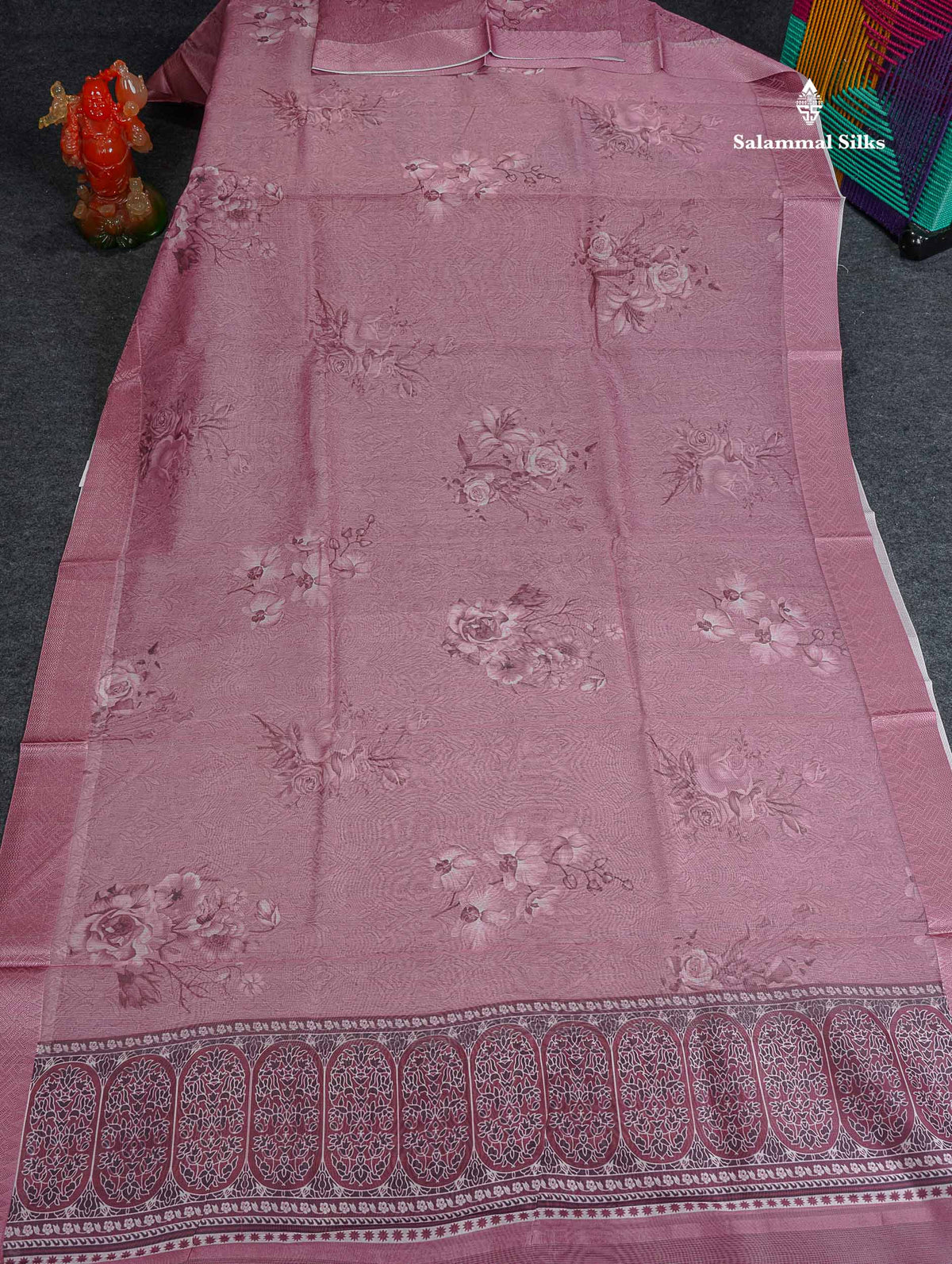 Kota Cotton Saree - Onion Pink Colour Body With Fancy Border 