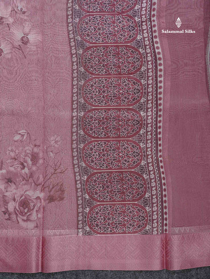 Kota Cotton Saree - Onion Pink Colour Body With Fancy Border
