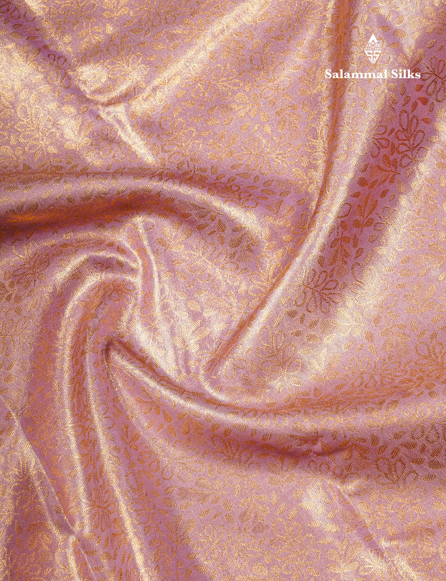 Lavender Bridal Tissue Semi Silk Saree With Contrast Pink Border