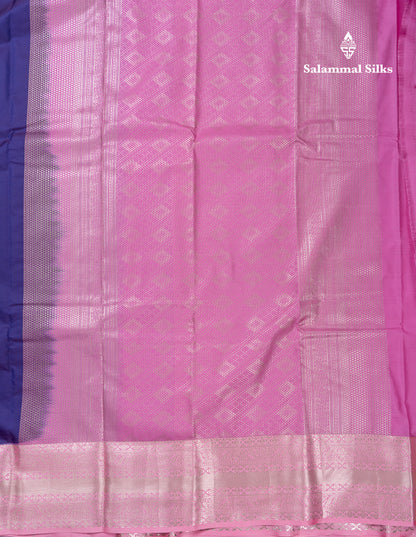 Beautiful Dual Tone Violet Semi Silk Saree With Contrast Light Pink Border