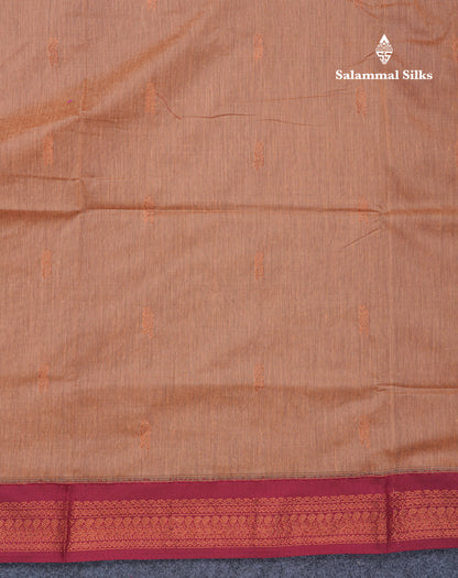 Sandal Kalyani Cotton Saree With Contrast Dark Maroon Border
