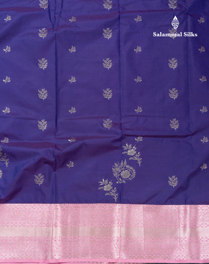 Beautiful Dual Tone Violet Semi Silk Saree With Contrast Light Pink Border