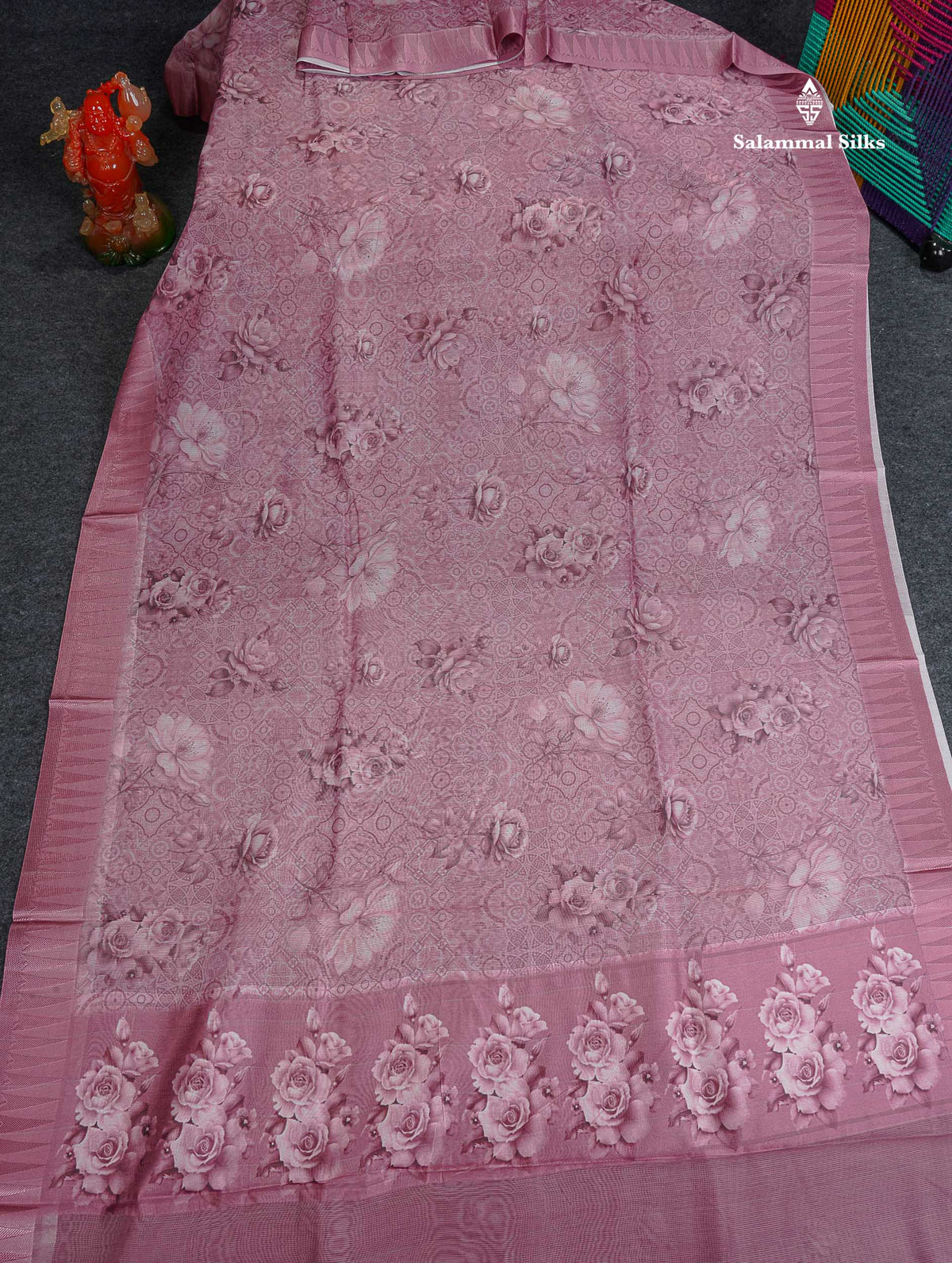 Kota Cotton Saree - Onion Pink Colour Body With Fancy Border 