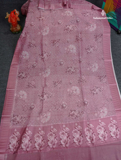 Kota Cotton Saree - Onion Pink Colour Body With Fancy Border 
