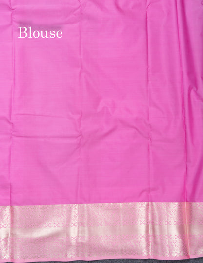 Beautiful Dual Tone Violet Semi Silk Saree With Contrast Light Pink Border
