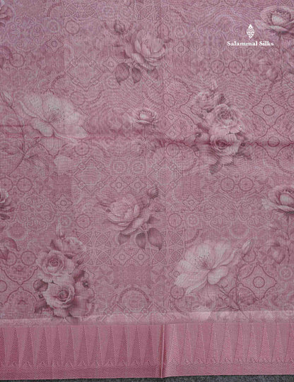 Kota Cotton Saree - Onion Pink Colour Body With Fancy Border
