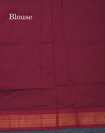 Sandal Kalyani Cotton Saree With Contrast Dark Maroon Border