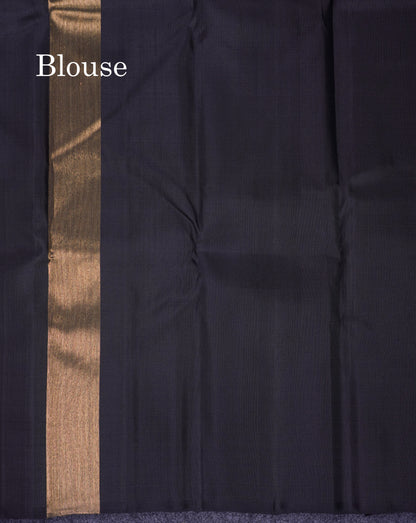 Beautiful Black And Maroon Stripes 8Kol Gold & Silver Butta Pure Zari Kanjivaram Silk Saree With Contrast Black Blouse