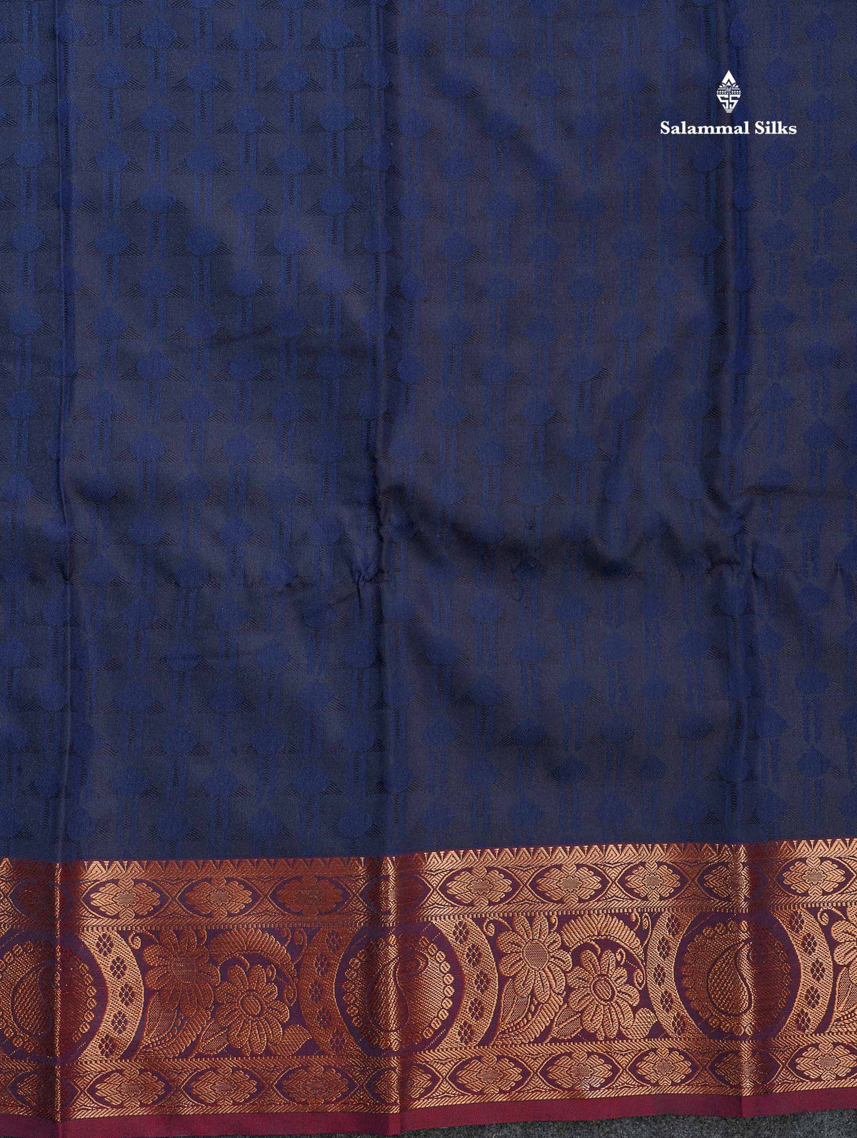 Semi Silk Saree - Navy Blue Colour Body With Contrast Maroon Border
