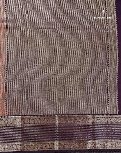 Semi Silk Saree - Dual Tone Pink Butta With Small Checks Along With Contrast Dark Purple Border