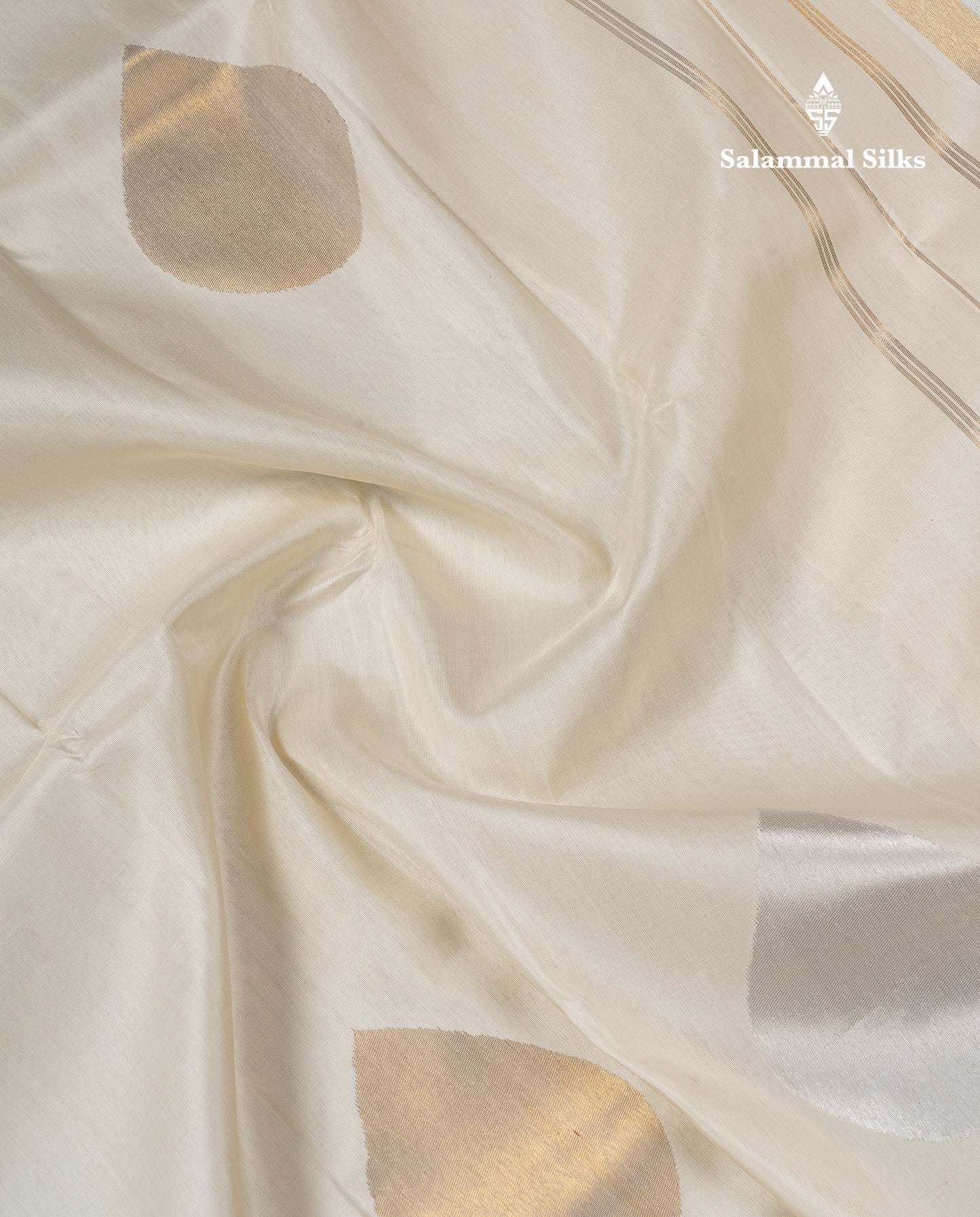 Beautiful 8 Kol Half White Fancy Pure Kanjivaram Silk Saree Pure Zari with Traditional Temple Border