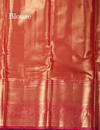 Light Green Bridal Tissue Semi Silk Saree With Contrast Pink Border