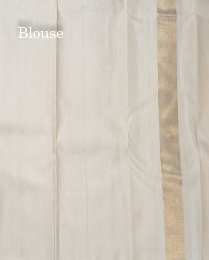Beautiful 8 Kol Half White Fancy Pure Kanjivaram Silk Saree Pure Zari with Traditional Temple Border