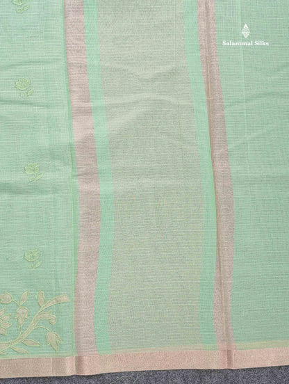 Kota Cotton Fancy Saree - Peach Colour Body With Embroidery Border