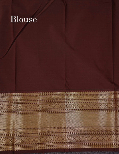 Semi Silk Saree - Baby Pink Zari Buttas With Contrast Dark Brown Traditional Evening Morning Border