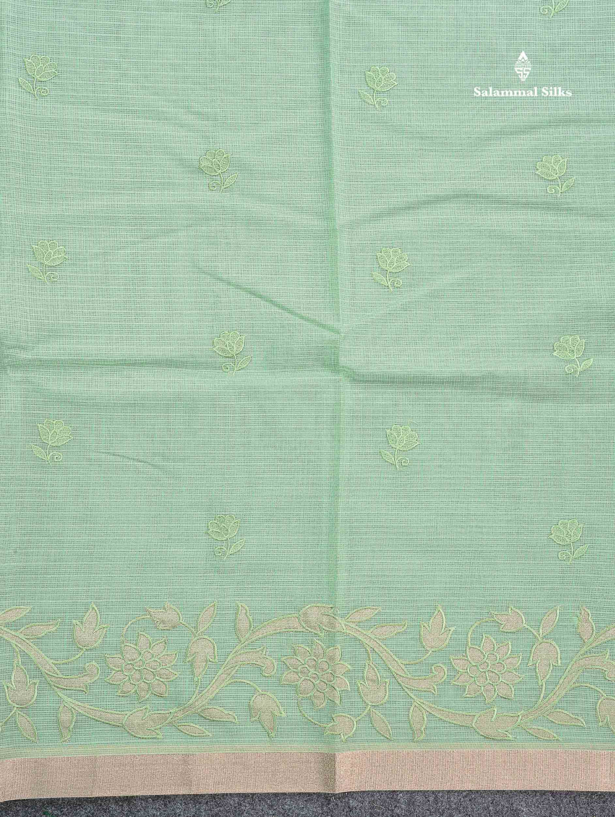 Kota Cotton Fancy Saree - Peach Colour Body With Embroidery Border