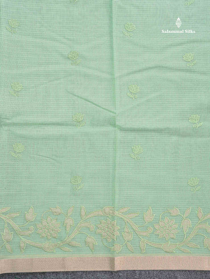 Kota Cotton Fancy Saree - Peach Colour Body With Embroidery Border