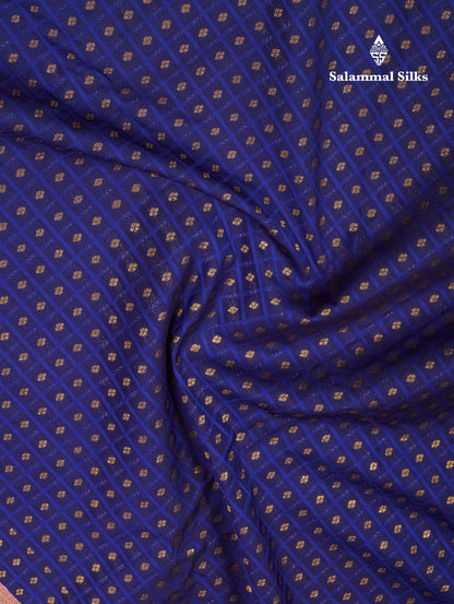 1000 Buttas Navy Blue Semi Silk Saree With Contrast Baby Pink Border