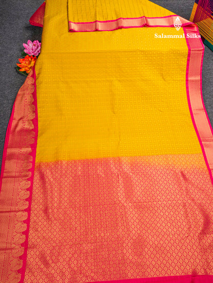 1000 Buttas Black Checks Semi Silk Saree With Contrast Pink Traditional Border