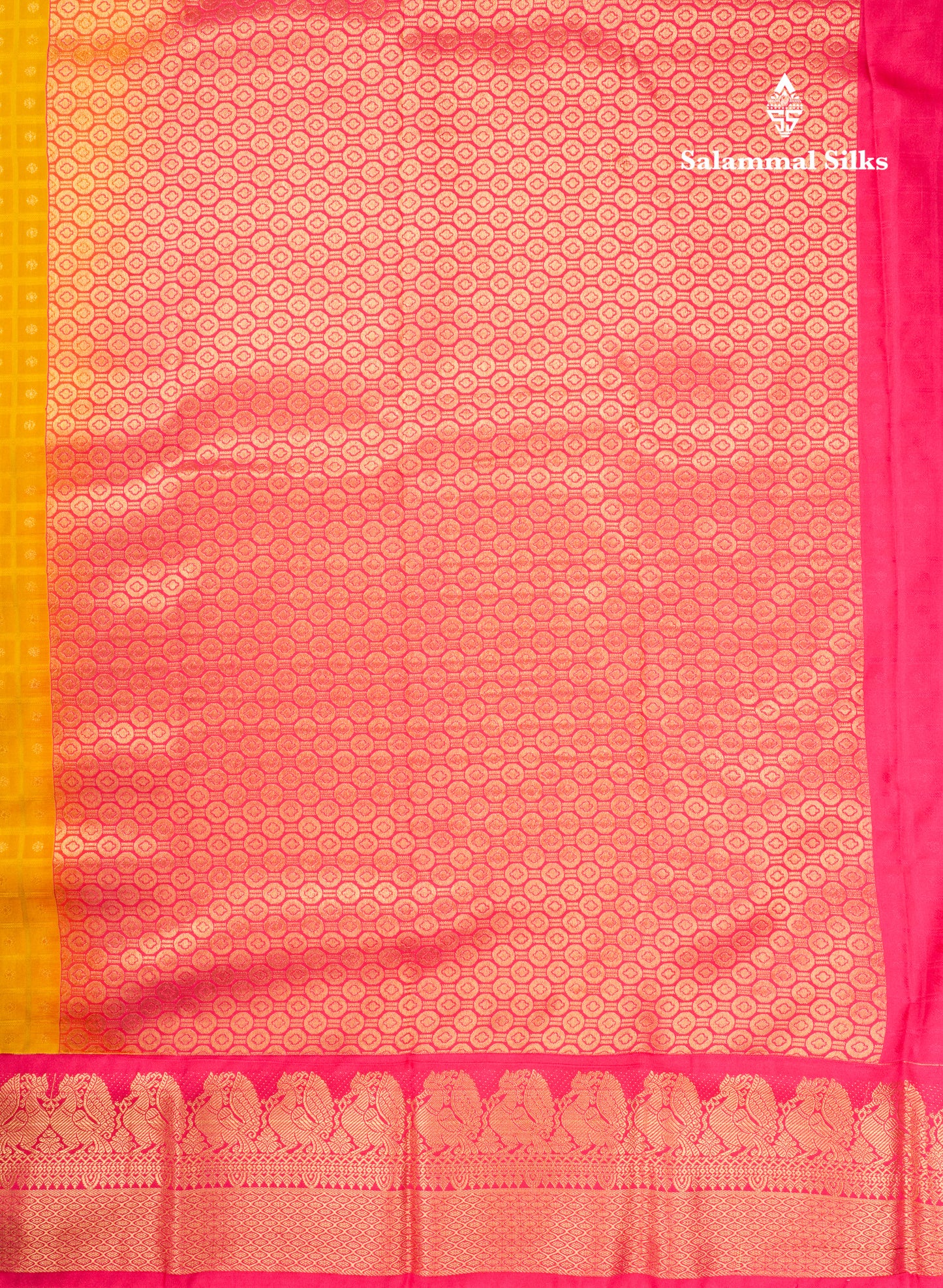 1000 Buttas Black Checks Semi Silk Saree With Contrast Pink Traditional Border