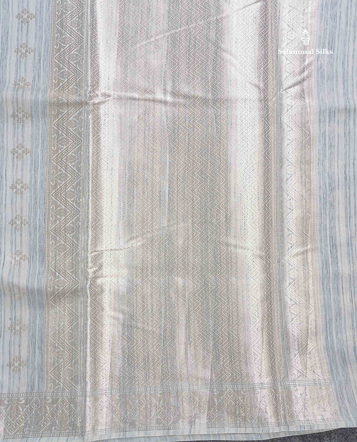 Cotton Mix Saree - Blueish Grey Colour Body With Fancy Border