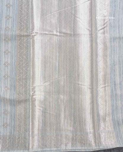 Cotton Mix Saree - Blueish Grey Colour Body With Fancy Border