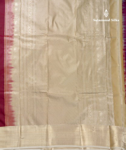 Beautiful Dual Tone Maroon Semi Silk Saree With Contrast Cream Sandal Traditional Medium Border
