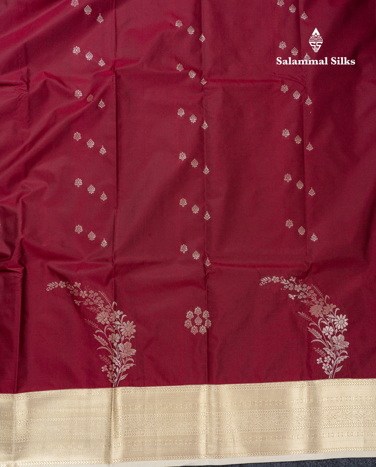 Beautiful Dual Tone Maroon Semi Silk Saree With Contrast Cream Sandal Traditional Medium Border