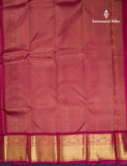Beautiful Dual Tone Magenta Menakari Work Bridal Pure Kanjivaram Silk Saree With Traditional Border