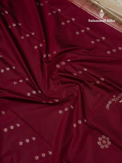 Beautiful Dual Tone Maroon Semi Silk Saree With Contrast Cream Sandal Traditional Medium Border