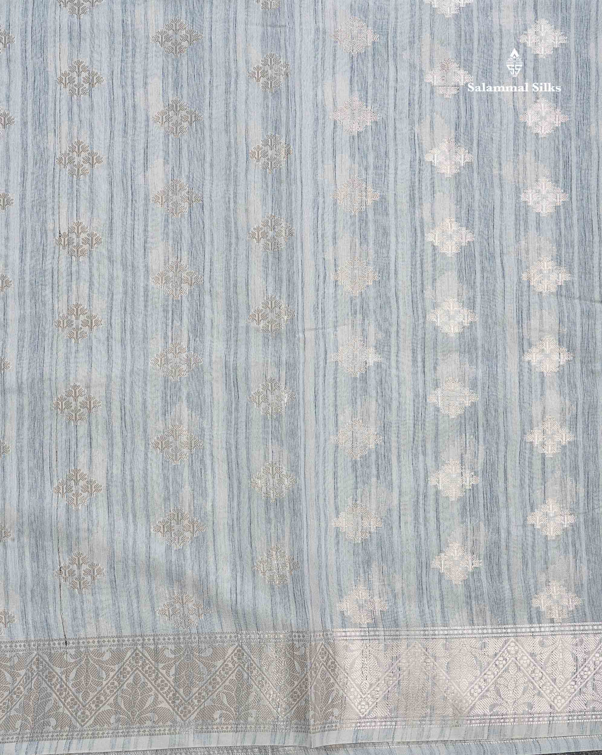 Cotton Mix Saree - Blueish Grey Colour Body With Fancy Border