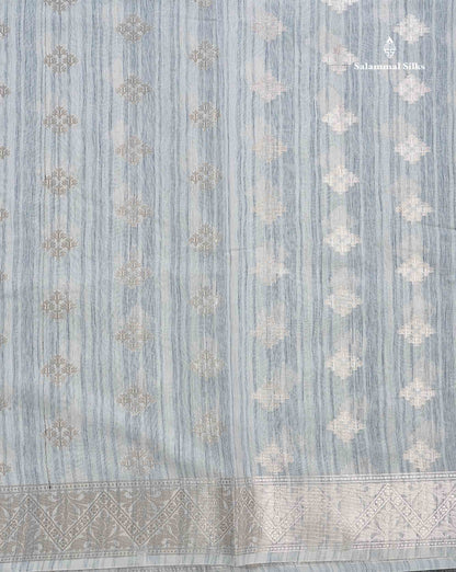 Cotton Mix Saree - Blueish Grey Colour Body With Fancy Border