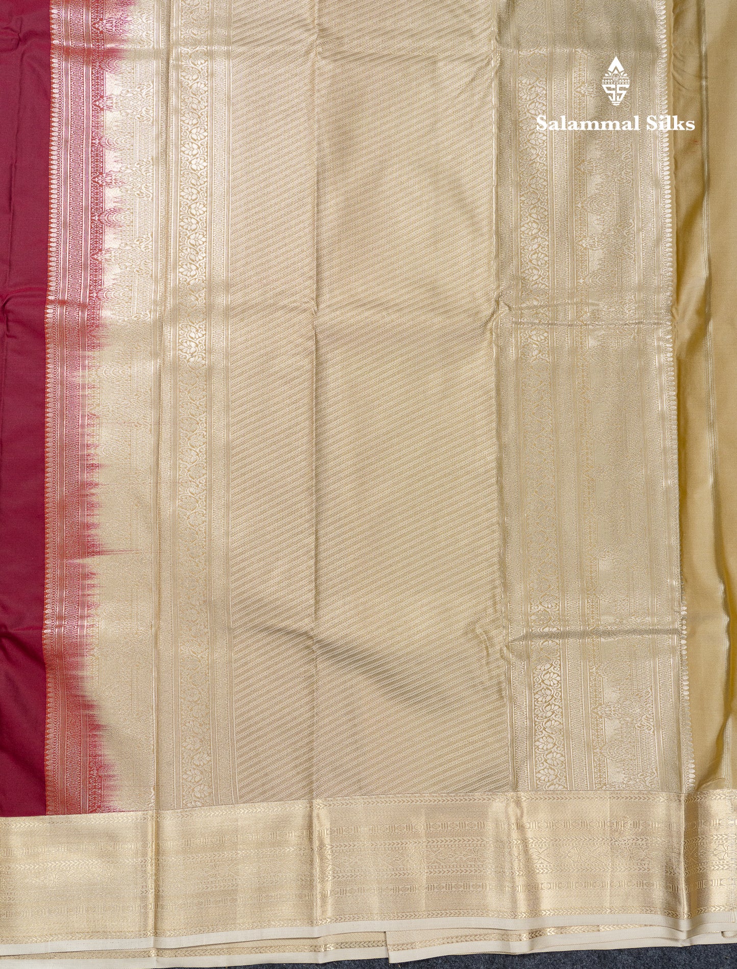 Beautiful Dual Tone Maroon Semi Silk Saree With Contrast Cream Sandal Traditional Medium Border