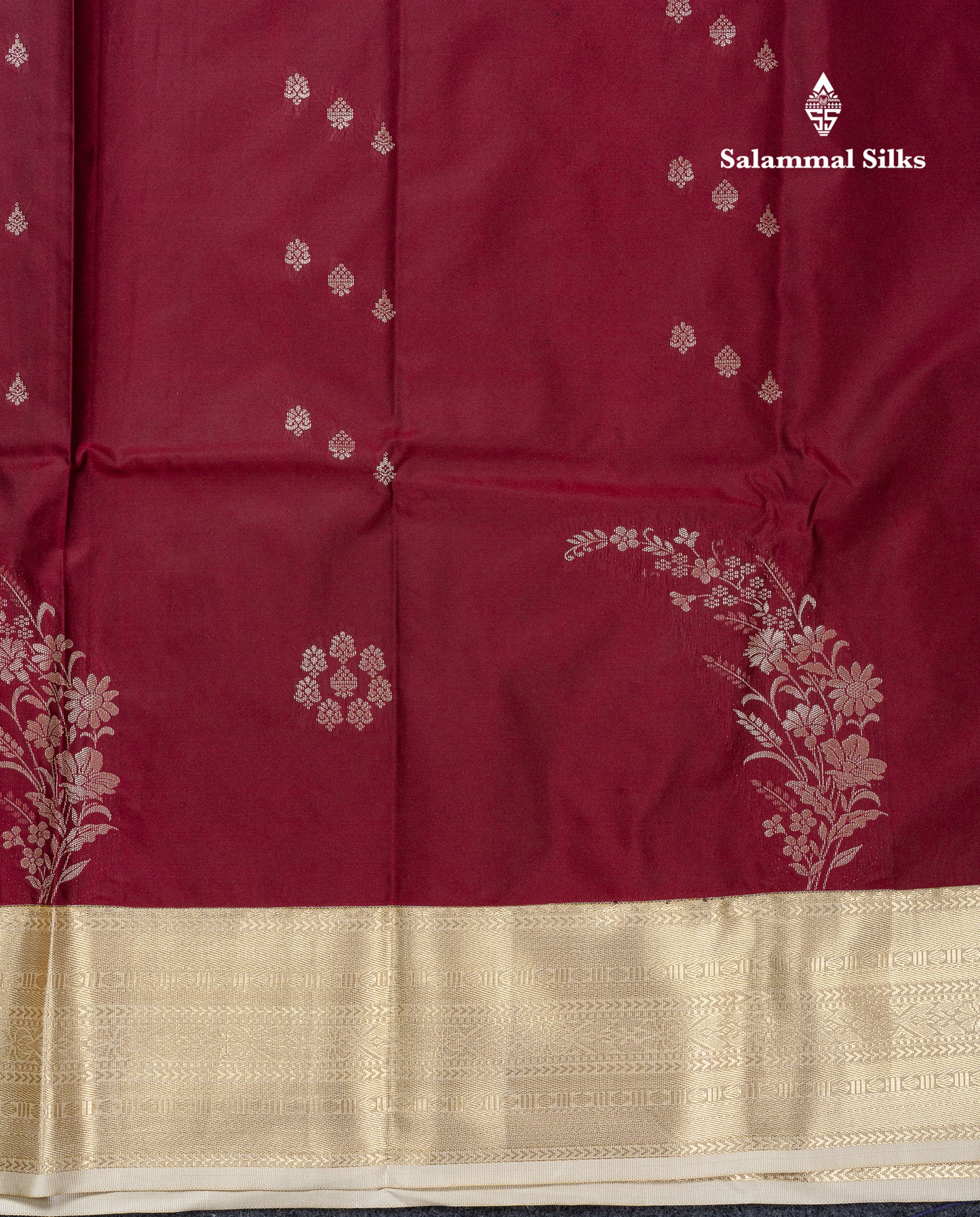 Beautiful Dual Tone Maroon Semi Silk Saree With Contrast Cream Sandal Traditional Medium Border