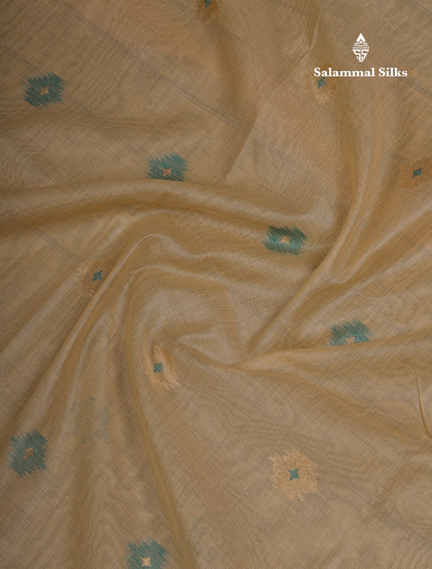 Beautiful Cream Sandal Muga Cotton Saree With Contrast Mustard Yellow Traditional Temple Border