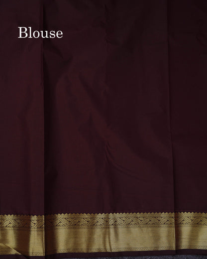 Semi Silk Saree - Orange Butta With Tiny Vaira Oosi Checks Along With Contrast Dark Brown Border