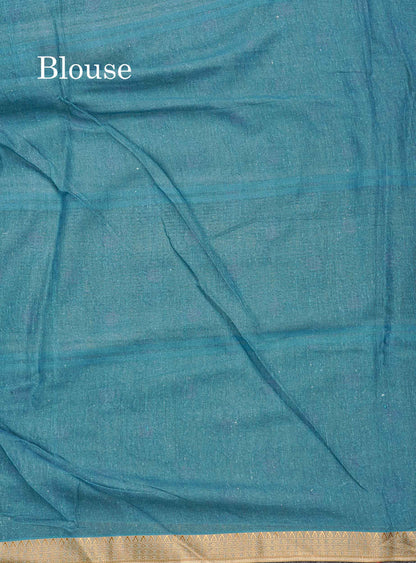 Soft Cotton Saree - Light Parrot Green Body Printed With Small Fancy Border