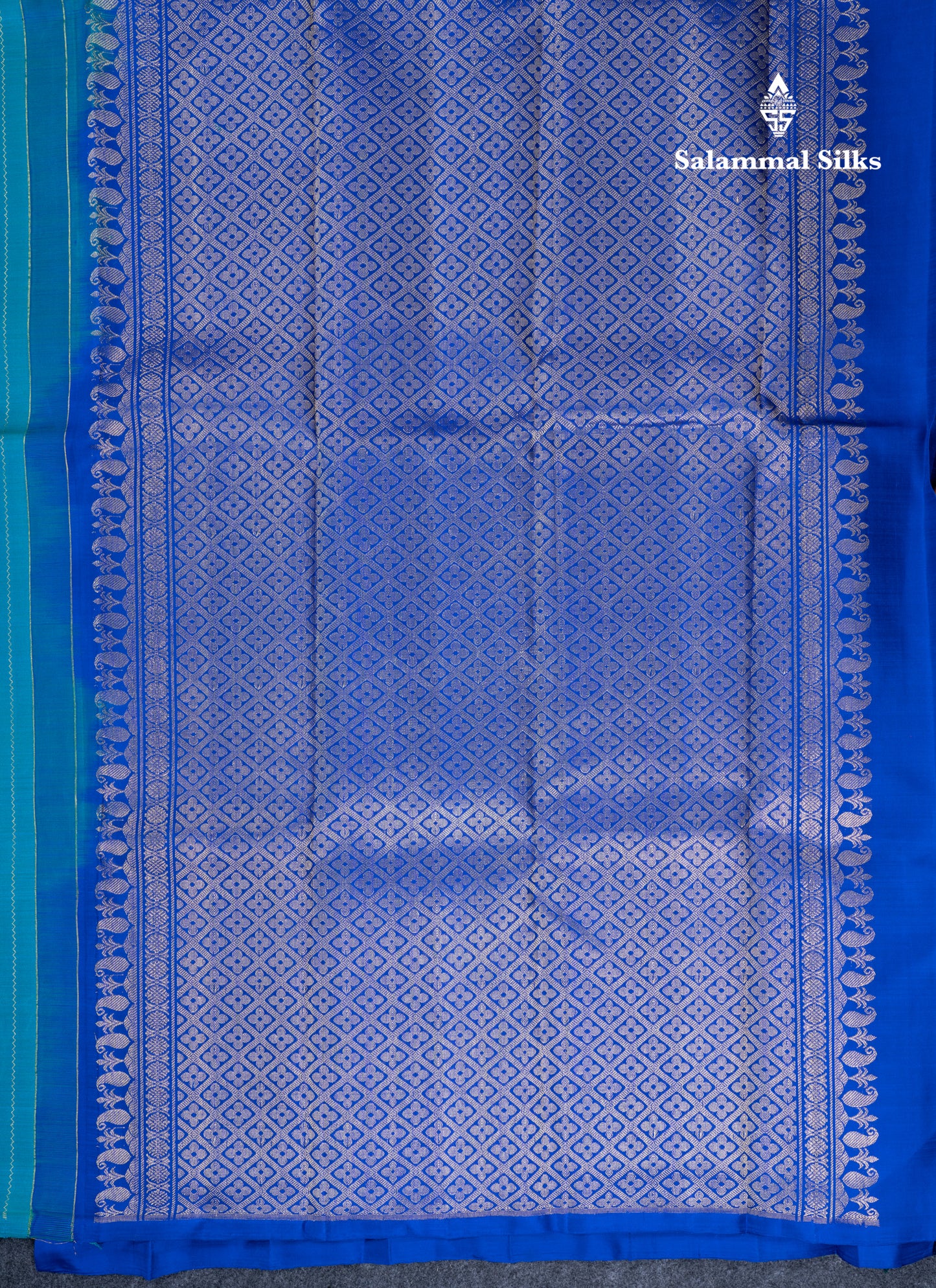 Dual Tone Peacock Blue Fancy Pure Kanjivaram Silk Saree With Contrast Royal Blue Blouse