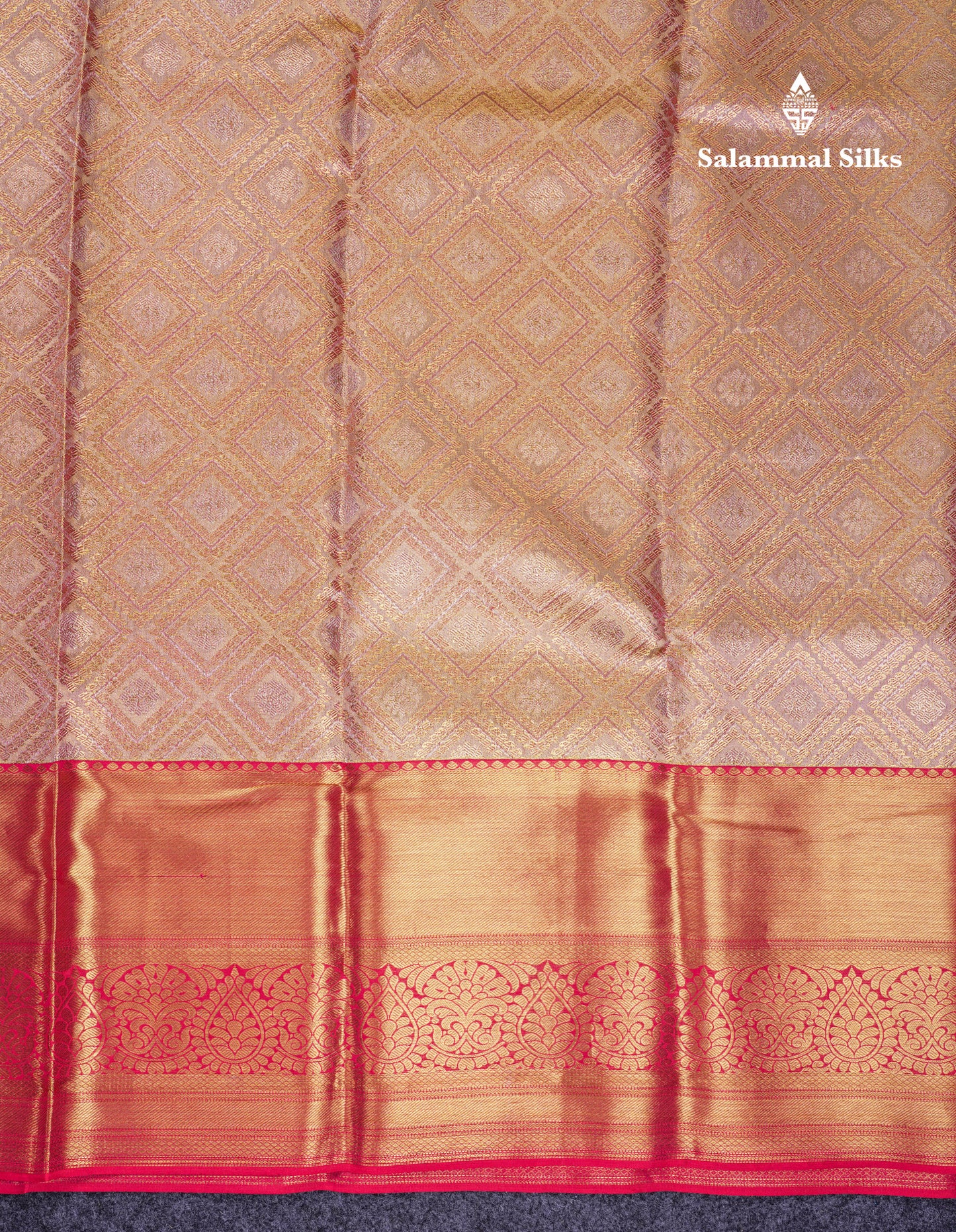 Beautiful Light Pink Tissue Bridal Pure Kanjivaram Silk Saree With Contrast Red Traditional Evening Morning Border