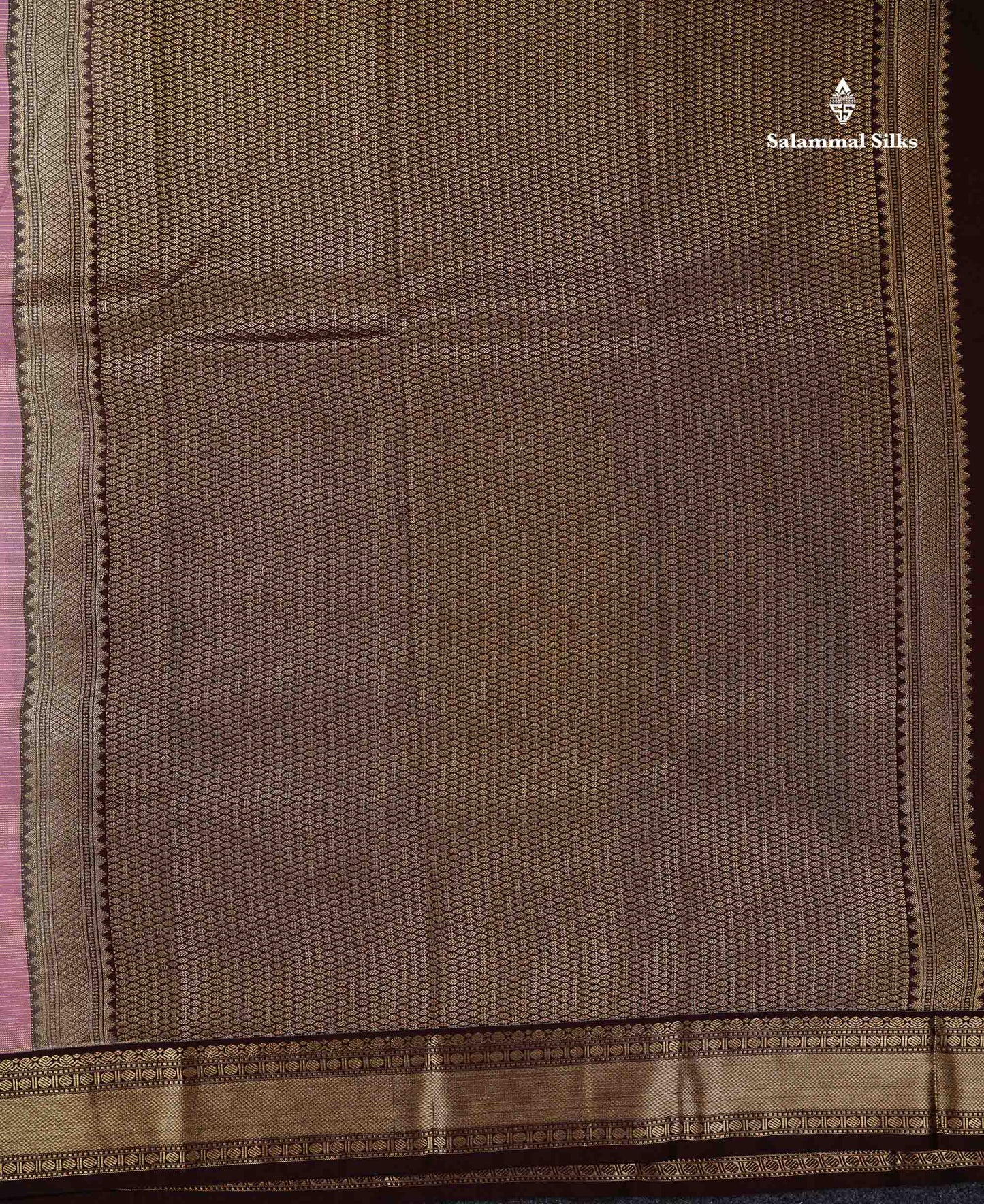 Semi Silk Saree - Light Pink Mango Butta With Alai Vaira Oosi Lines Along With Contrast Dark Brown Traditional Small Border