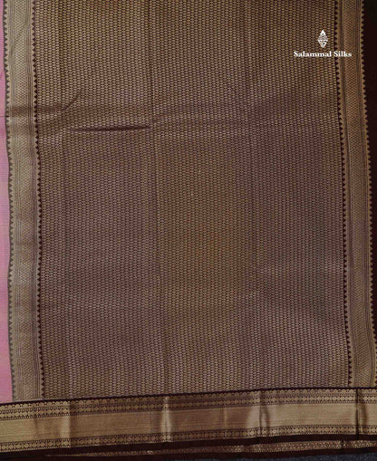 Semi Silk Saree - Light Pink Mango Butta With Alai Vaira Oosi Lines Along With Contrast Dark Brown Traditional Small Border