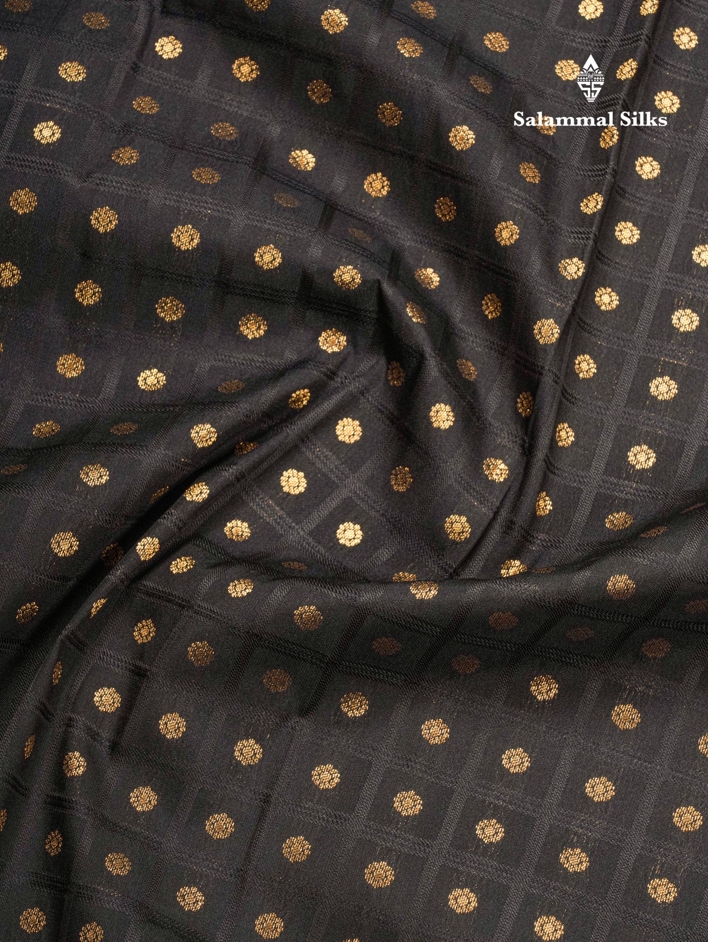 1000 Buttas Black Checks Semi Silk Saree With Contrast Pink Traditional Border