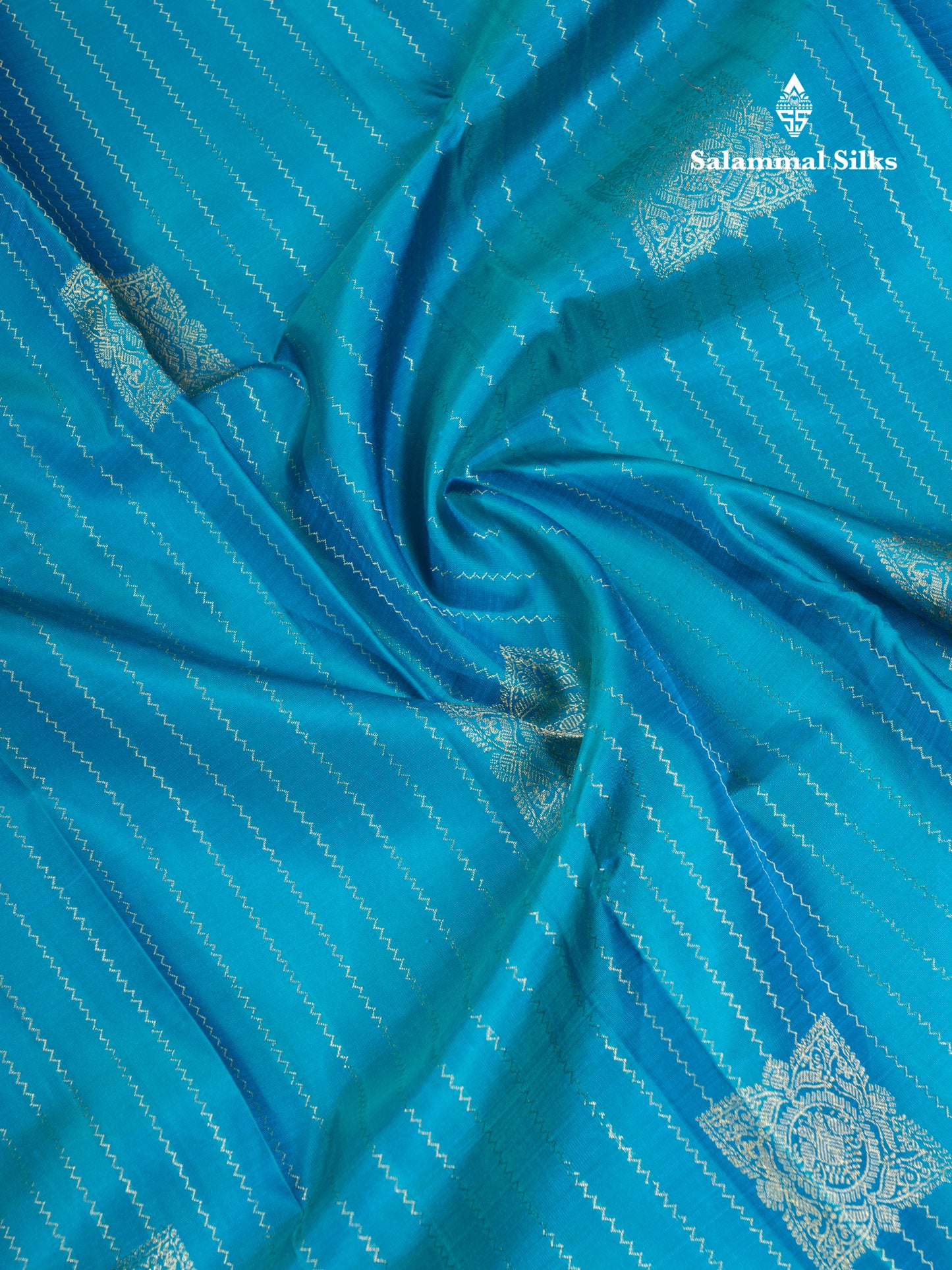 Dual Tone Peacock Blue Fancy Pure Kanjivaram Silk Saree With Contrast Royal Blue Blouse