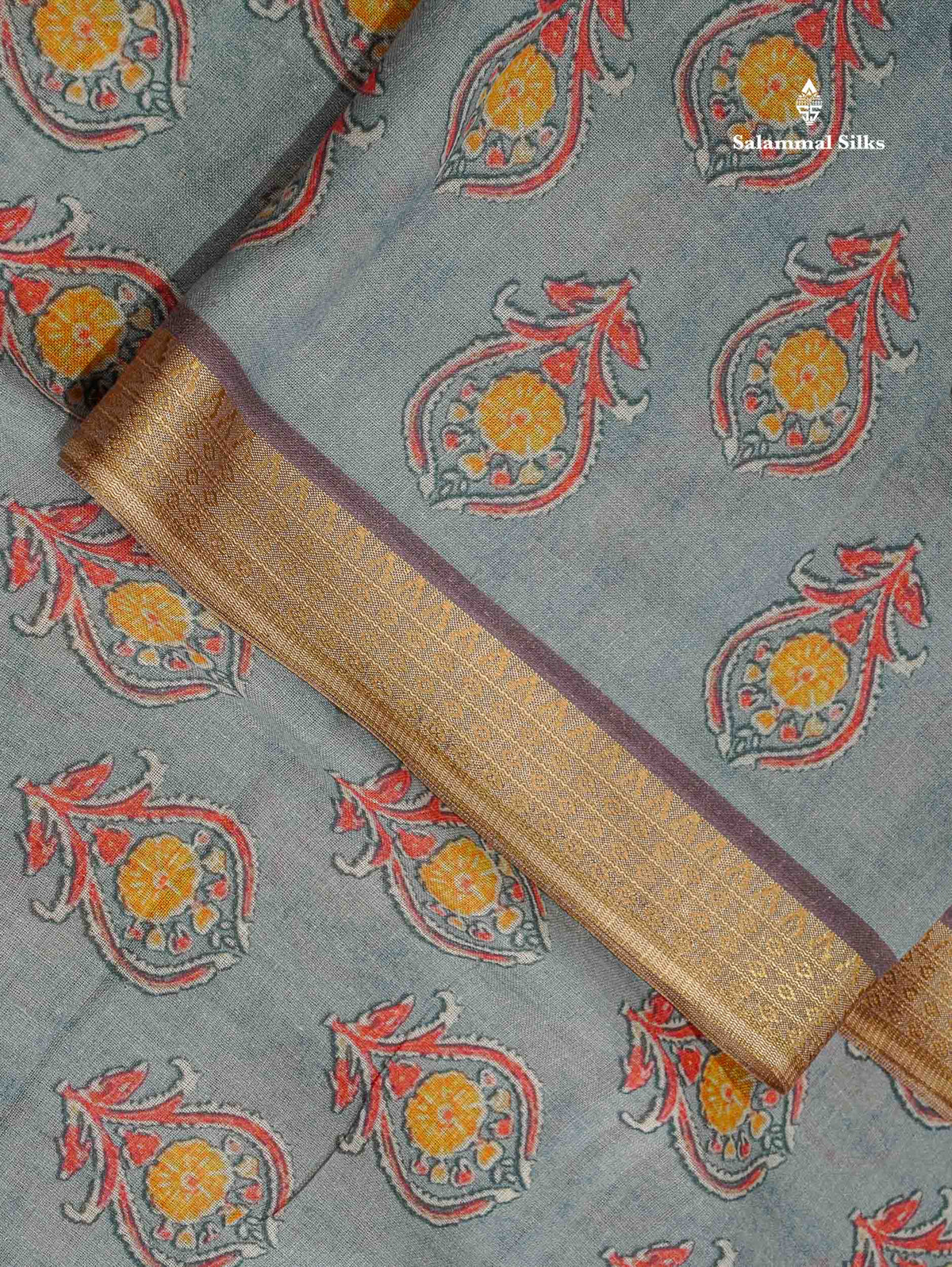 Soft Cotton Saree - Light Parrot Green Body Printed With Small Fancy Border