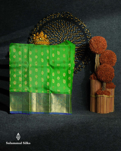 Pure Silk Pattu Pavadai - Parrot Green Colour | 0-2 Years 