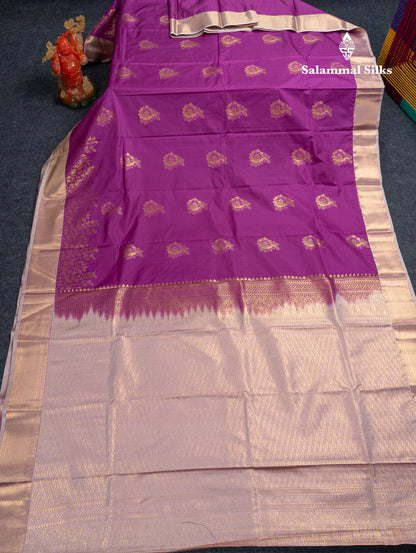 Beautiful Vadamalli Semi Silk Saree With Contrast Light Violet Traditional Medium Border