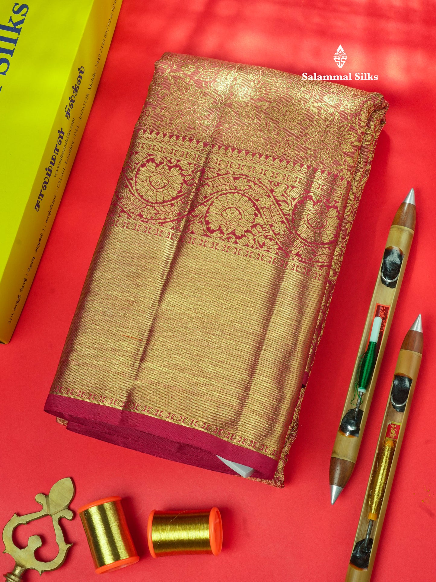 Pure Zari Maroon Colour Pure Kanjivaram Tissue Silk Saree With Long Gold Zari Border