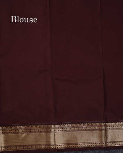 Semi Silk Saree - Light Pink Mango Butta With Alai Vaira Oosi Lines Along With Contrast Dark Brown Traditional Small Border