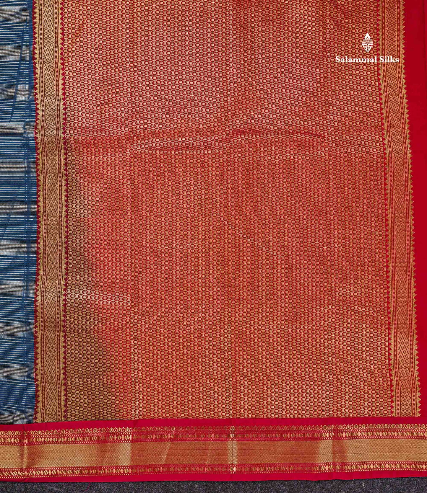 Semi Silk Saree - Peacock Blue Mango Butta With Alai Vaira Oosi Lines Along With Contrast Pink Traditional Border